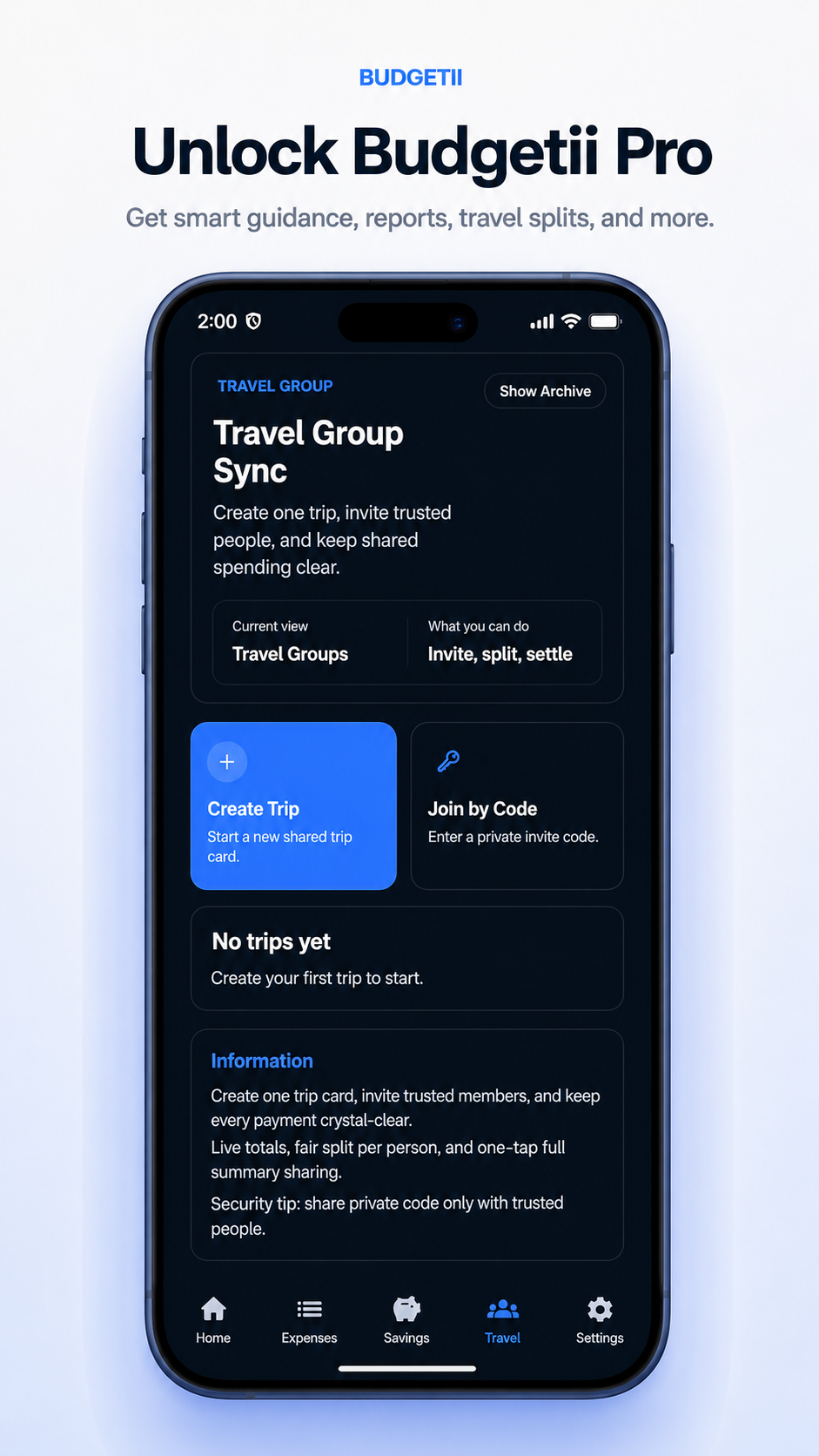Budgetii travel group tutorial screen